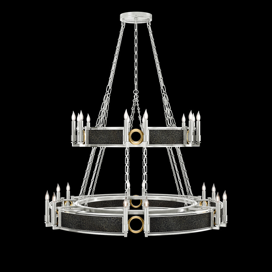Fine Art Handcrafted Lighting Mirage 50"W Round Chandelier in Standard Silver Leaf, Brass, Black Knight (100036-413)
