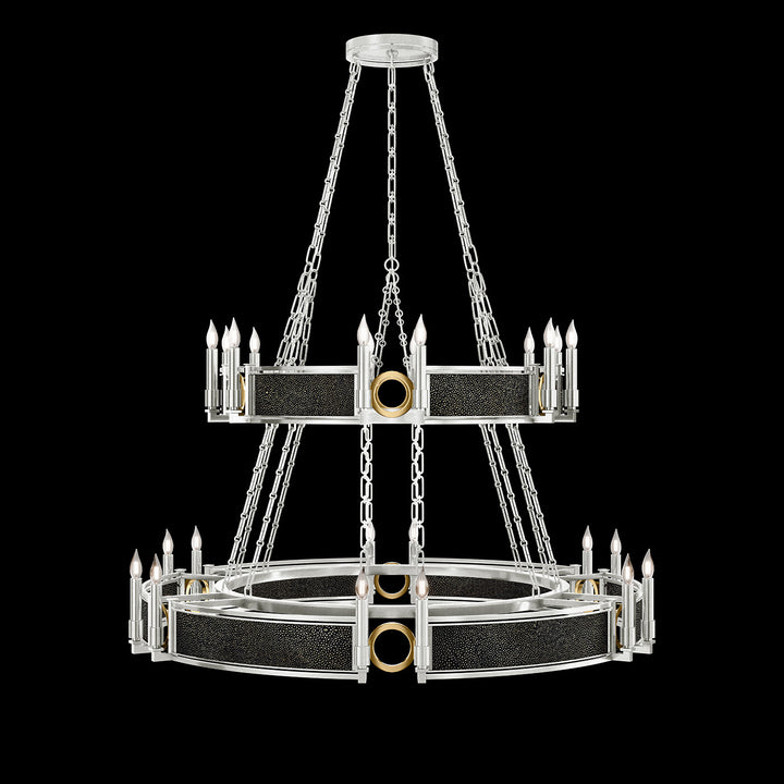 Fine Art Handcrafted Lighting Mirage 50"W Round Chandelier in Standard Silver Leaf, Brass, Black Knight (100036-413)