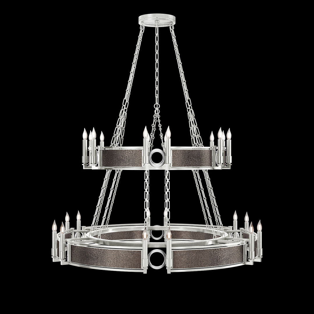 Fine Art Handcrafted Lighting Mirage 50"W Round Chandelier in Standard Silver Leaf, Nickel, Pebble (100036-421)