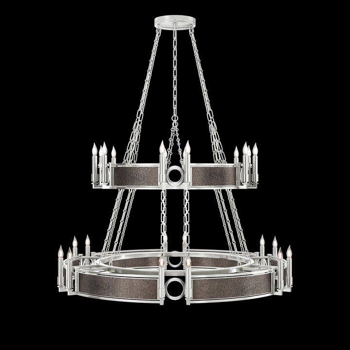 Fine Art Handcrafted Lighting Mirage 50"W Round Chandelier in Standard Silver Leaf, Nickel, Pebble (100036-421)
