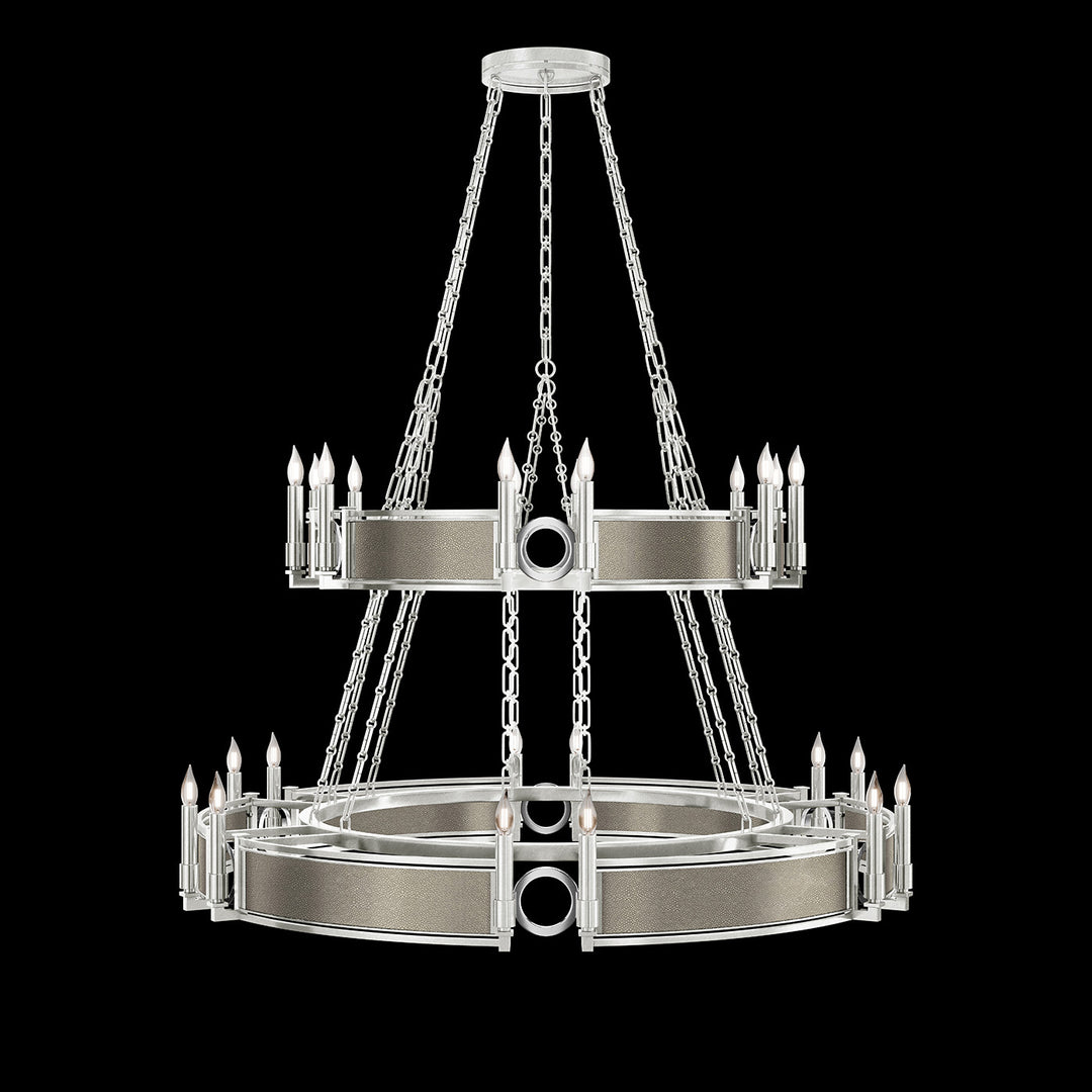 Fine Art Handcrafted Lighting Mirage 50"W Round Chandelier in Standard Silver Leaf, Nickel, Coco (100036-422)