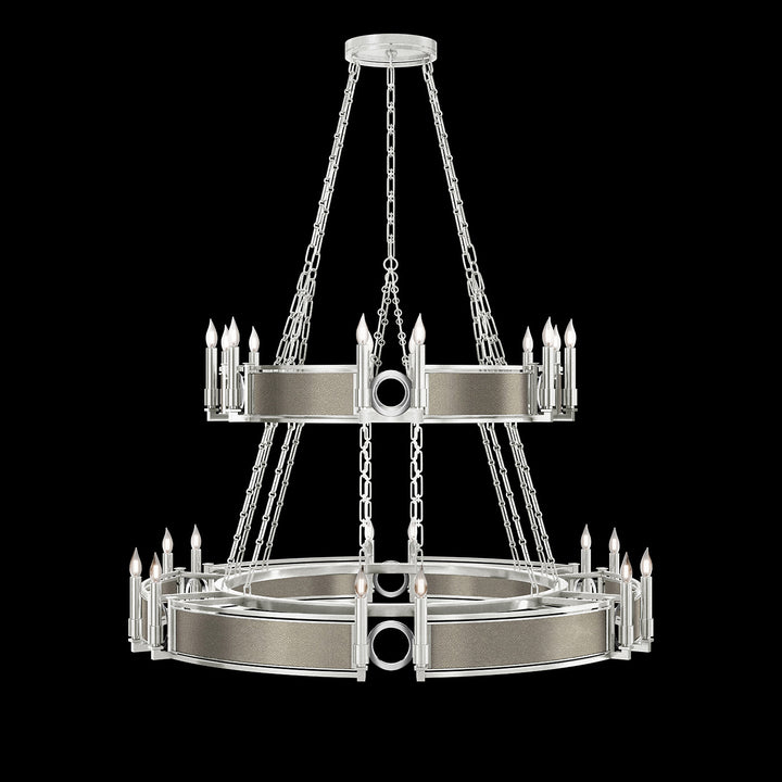 Fine Art Handcrafted Lighting Mirage 50"W Round Chandelier in Standard Silver Leaf, Nickel, Coco (100036-422)