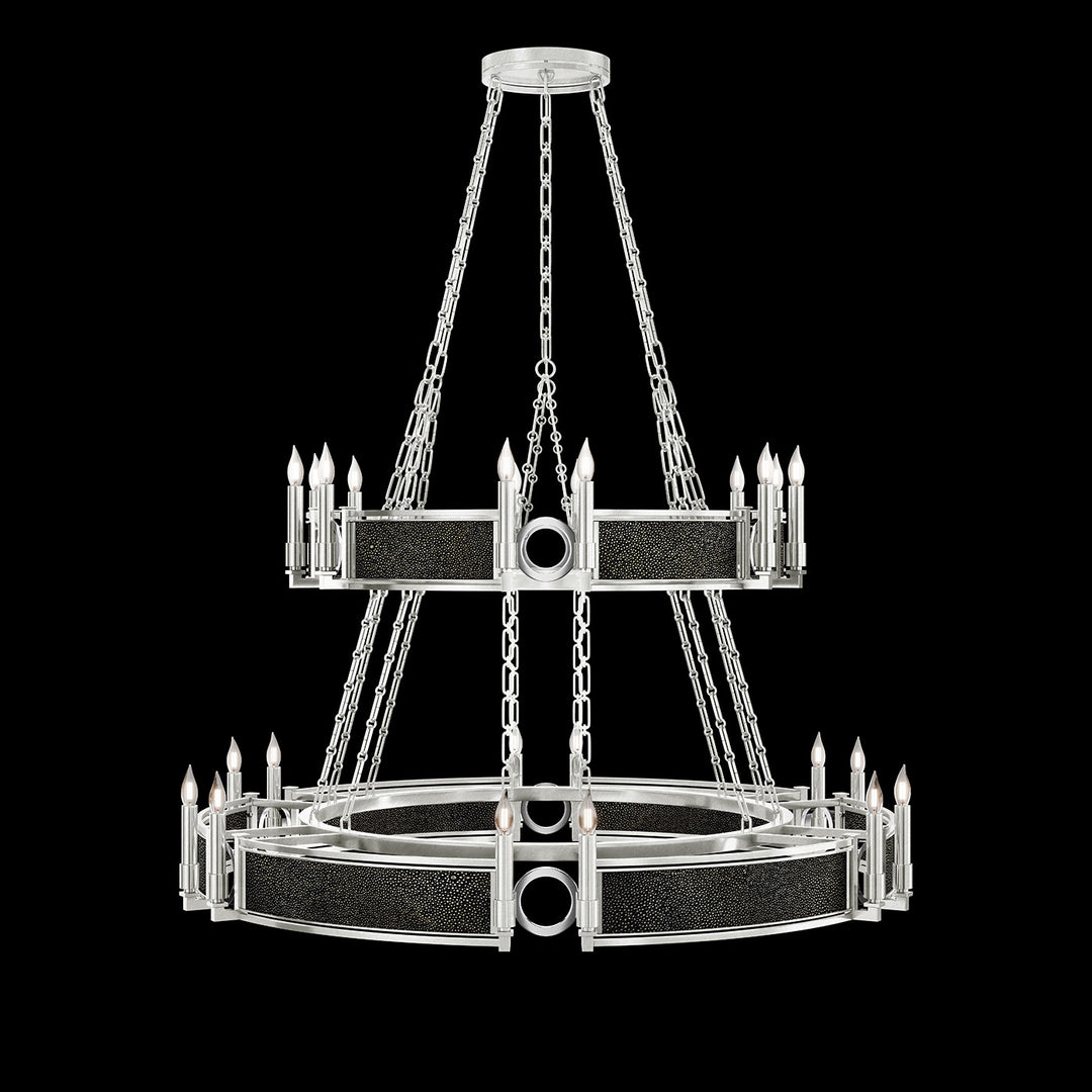 Fine Art Handcrafted Lighting Mirage 50"W Round Chandelier in Standard Silver Leaf, Nickel, Black Knight (100036-423)