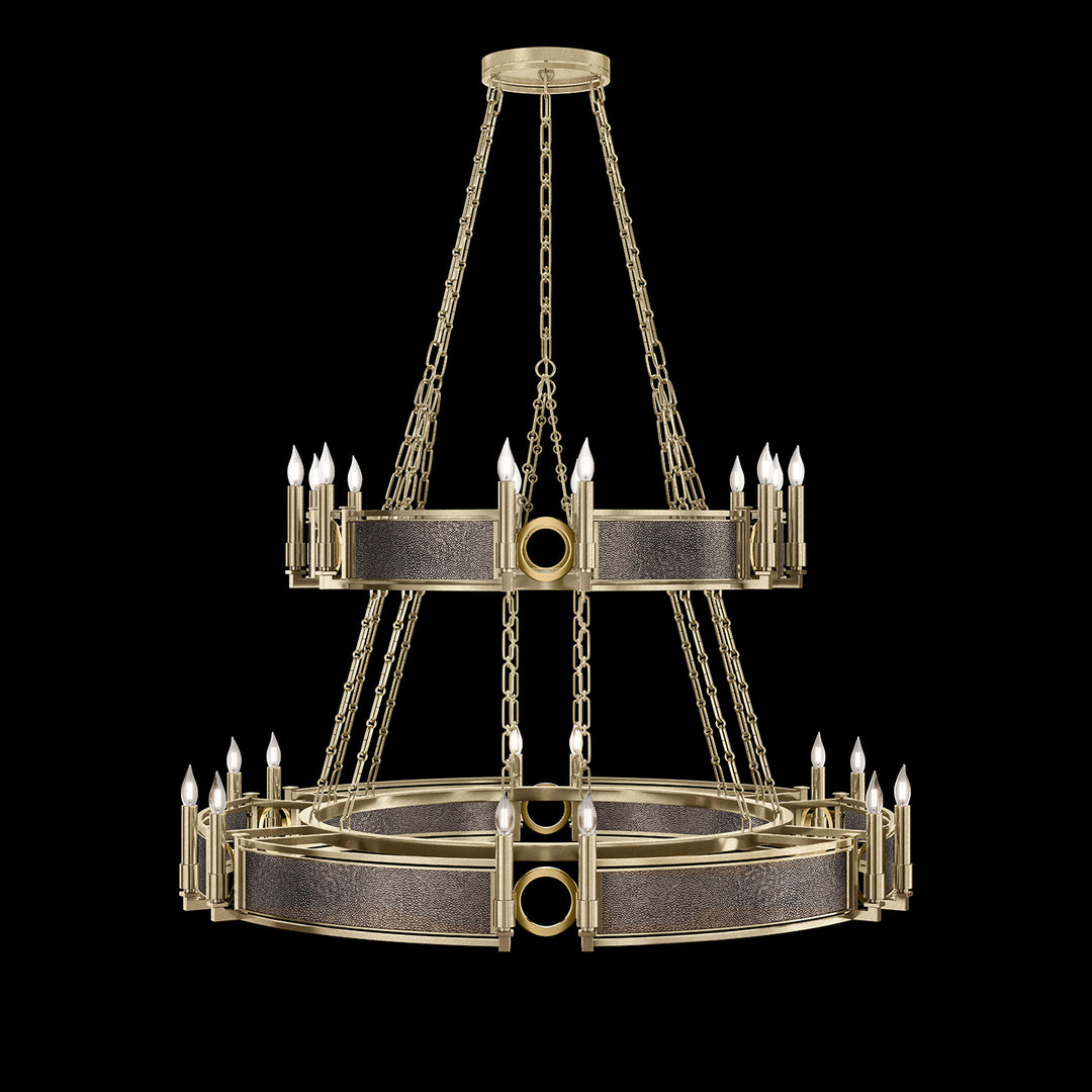 Fine Art Handcrafted Lighting Mirage 50"W Round Chandelier in Standard Soft Gold Leaf, Brass, Pebble (100036-511)
