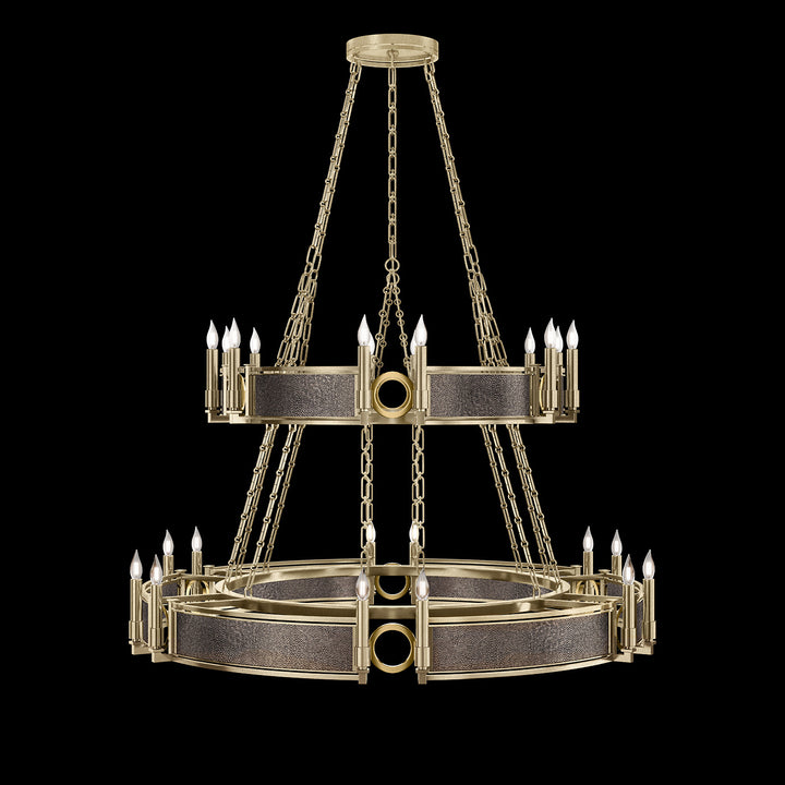 Fine Art Handcrafted Lighting Mirage 50"W Round Chandelier in Standard Soft Gold Leaf, Brass, Pebble (100036-511)