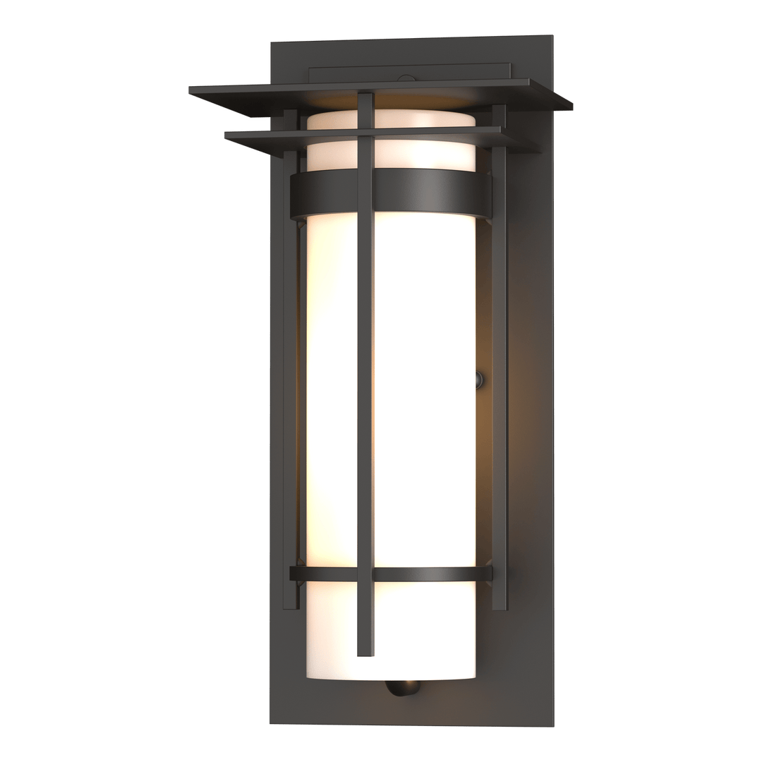 Hubbardton Forge Banded with Top Plate Small Outdoor Sconce Outdoor Wall Lights Hubbardton Forge Coastal Oil Rubbed Bronze