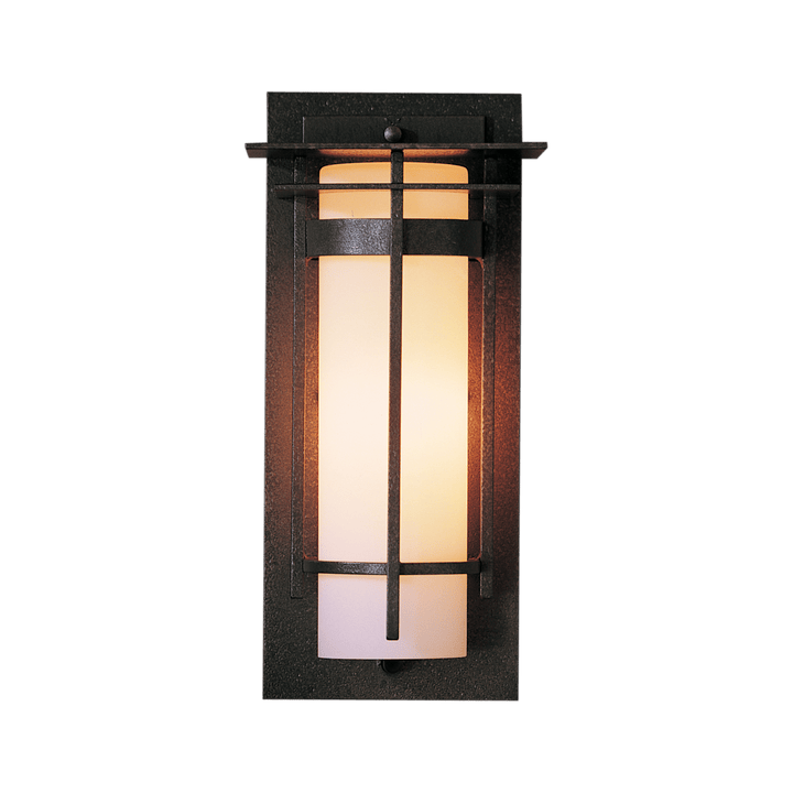 Hubbardton Forge Banded with Top Plate Small Outdoor Sconce Outdoor Wall Lights Hubbardton Forge Coastal Natural Iron