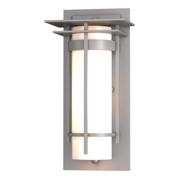 Hubbardton Forge Banded with Top Plate Small Outdoor Sconce Outdoor Wall Lights Hubbardton Forge Coastal Burnished Steel