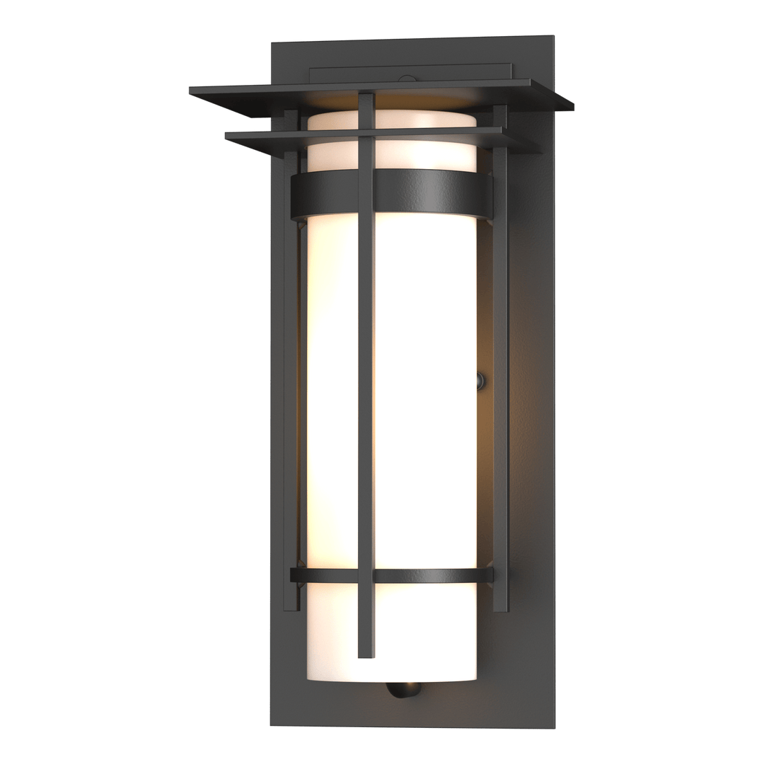 Hubbardton Forge Banded with Top Plate Small Outdoor Sconce Outdoor Wall Lights Hubbardton Forge Coastal Black  