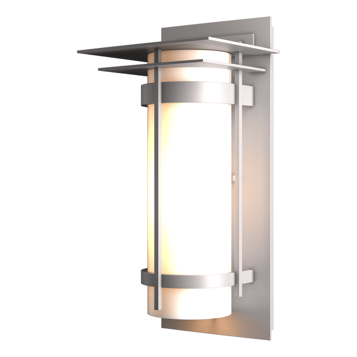 Hubbardton Forge Banded with Top Plate Outdoor Sconce Outdoor Wall Lights Hubbardton Forge Coastal Burnished Steel