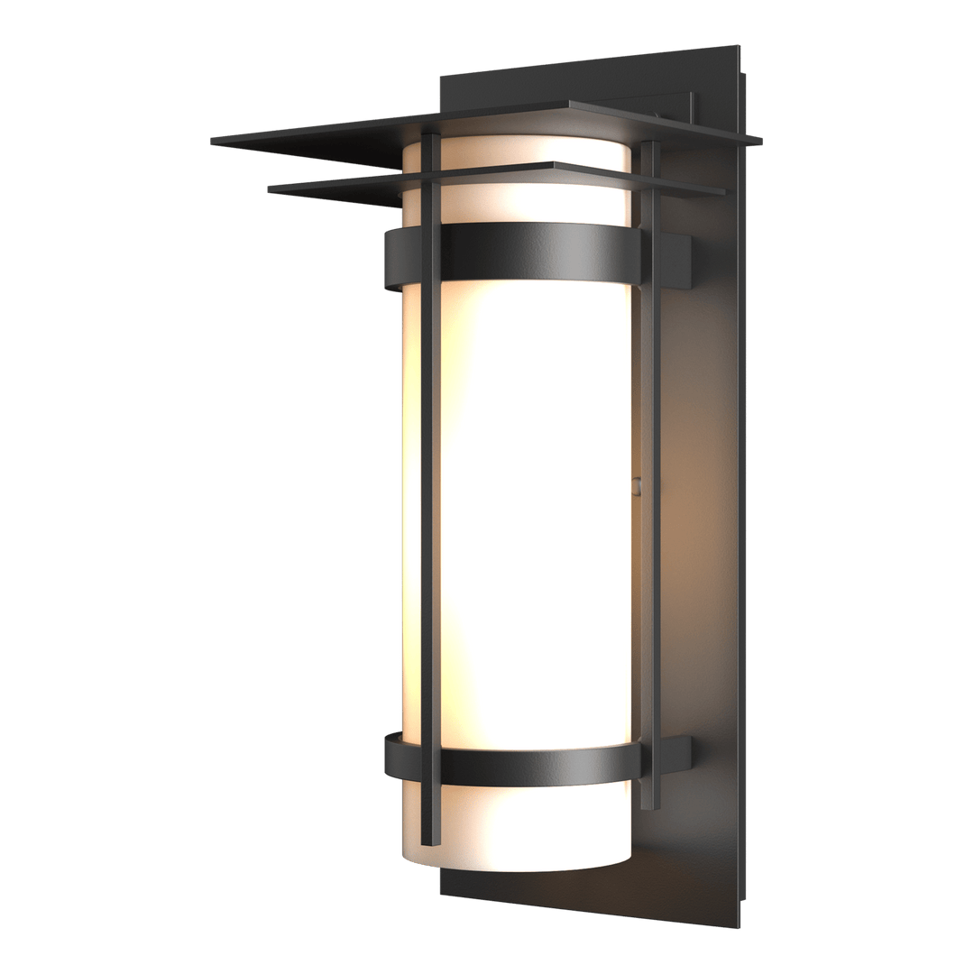 Hubbardton Forge Banded with Top Plate Outdoor Sconce Outdoor Wall Lights Hubbardton Forge Coastal Black  