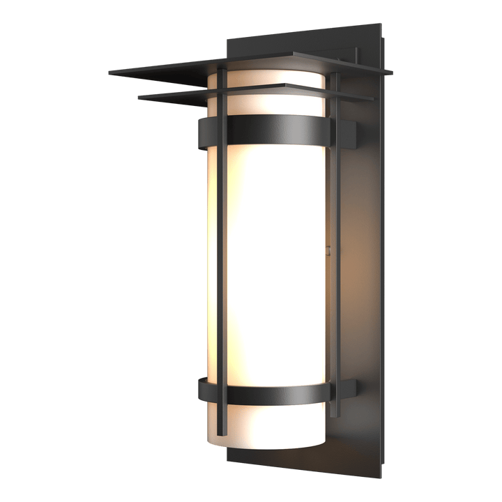 Hubbardton Forge Banded with Top Plate Outdoor Sconce Outdoor Wall Lights Hubbardton Forge Coastal Black