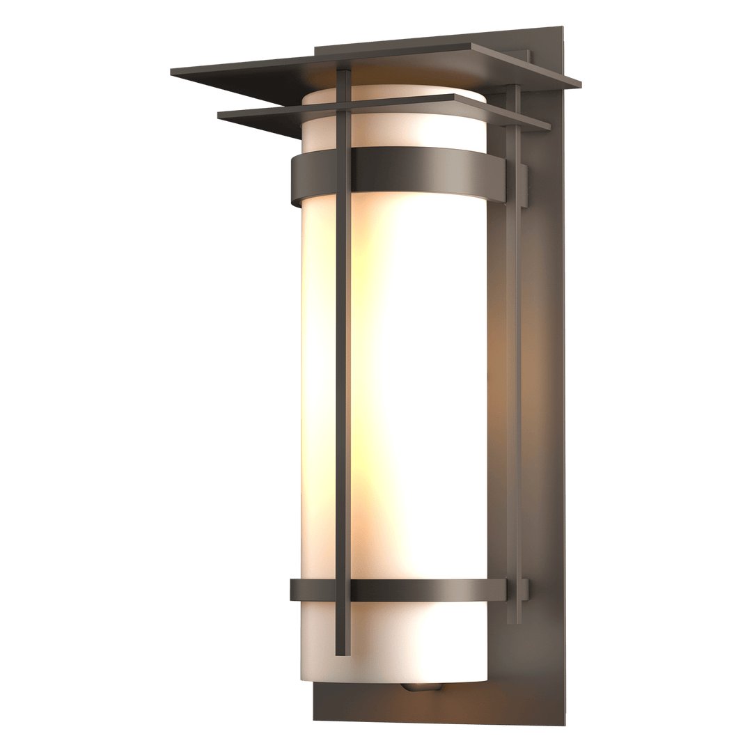 Hubbardton Forge Banded with Top Plate Large Outdoor Sconce Outdoor Wall Lights Hubbardton Forge Coastal Dark Smoke