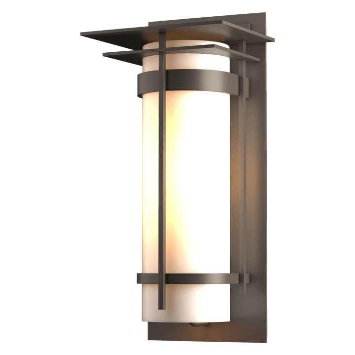 Hubbardton Forge Banded with Top Plate Large Outdoor Sconce Outdoor Wall Lights Hubbardton Forge Coastal Dark Smoke