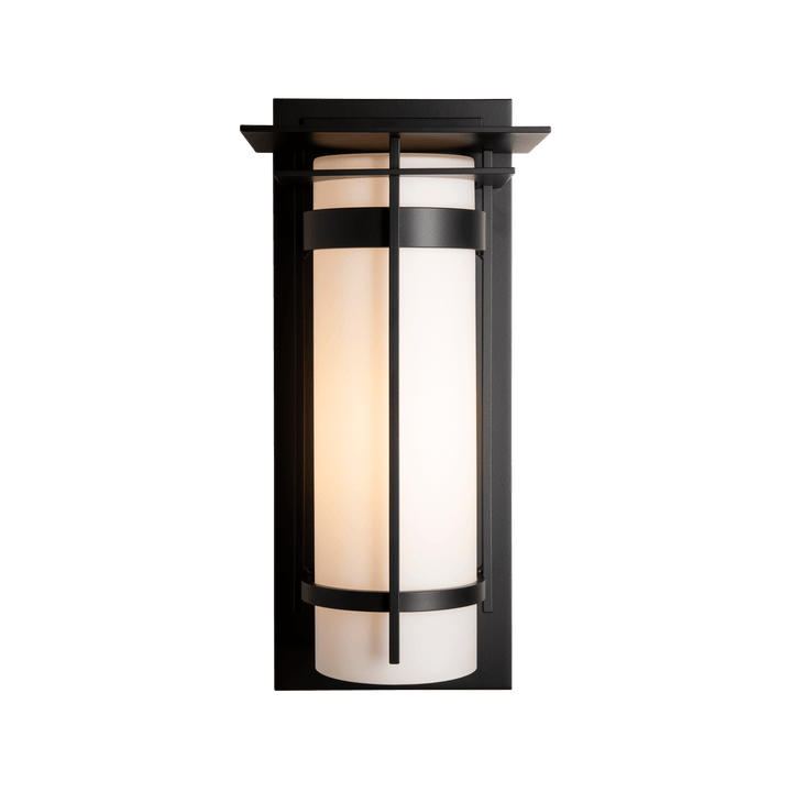 Hubbardton Forge Banded with Top Plate Large Outdoor Sconce Outdoor Wall Lights Hubbardton Forge Coastal Black