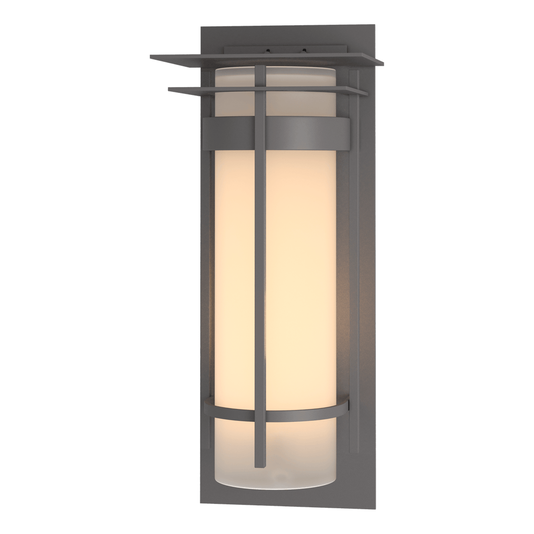 Hubbardton Forge Banded with Top Plate Extra Large Outdoor Sconce Outdoor Wall Lights Hubbardton Forge Coastal Burnished Steel