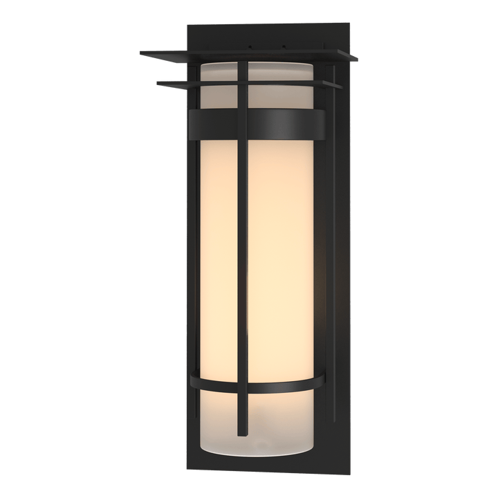 Hubbardton Forge Banded with Top Plate Extra Large Outdoor Sconce Outdoor Wall Lights Hubbardton Forge Coastal Black