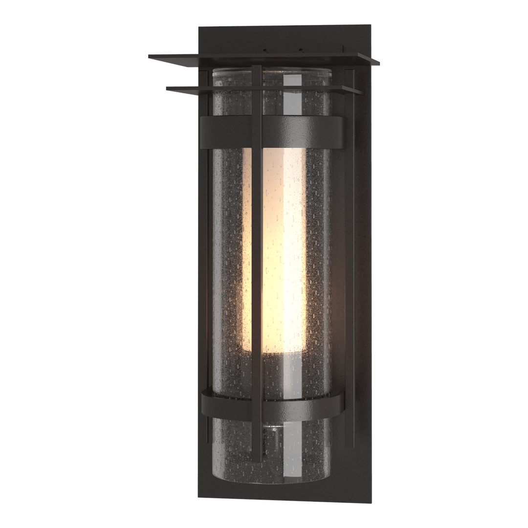 Hubbardton Forge Torch with Top Plate Outdoor Sconce Outdoor Wall Lights Hubbardton Forge Coastal Oil Rubbed Bronze