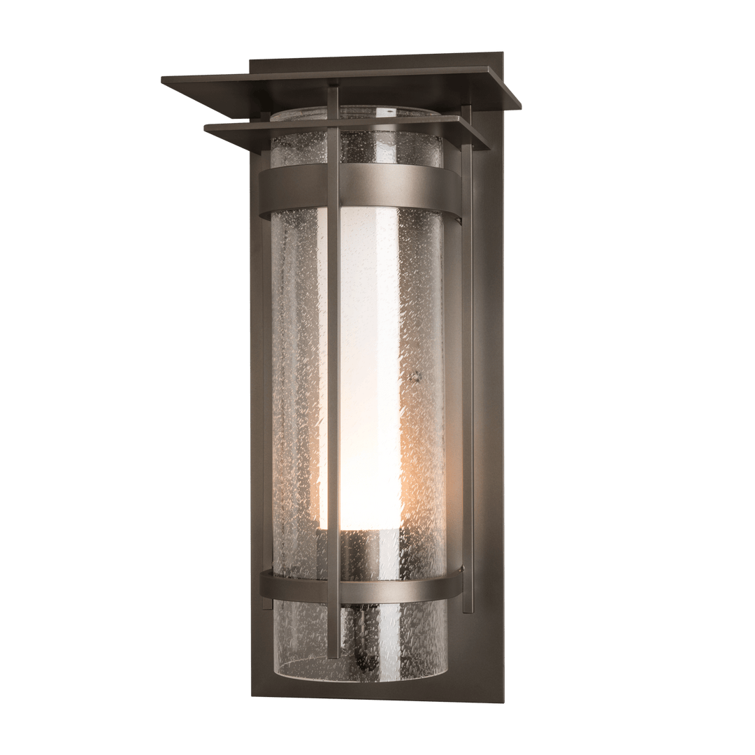 Hubbardton Forge Torch with Top Plate Large Outdoor Sconce Outdoor Wall Lights Hubbardton Forge Coastal Dark Smoke