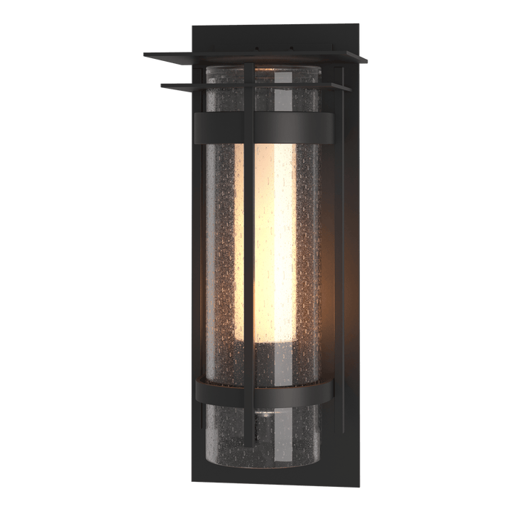 Hubbardton Forge Torch with Top Plate Large Outdoor Sconce Outdoor Wall Lights Hubbardton Forge Coastal Black