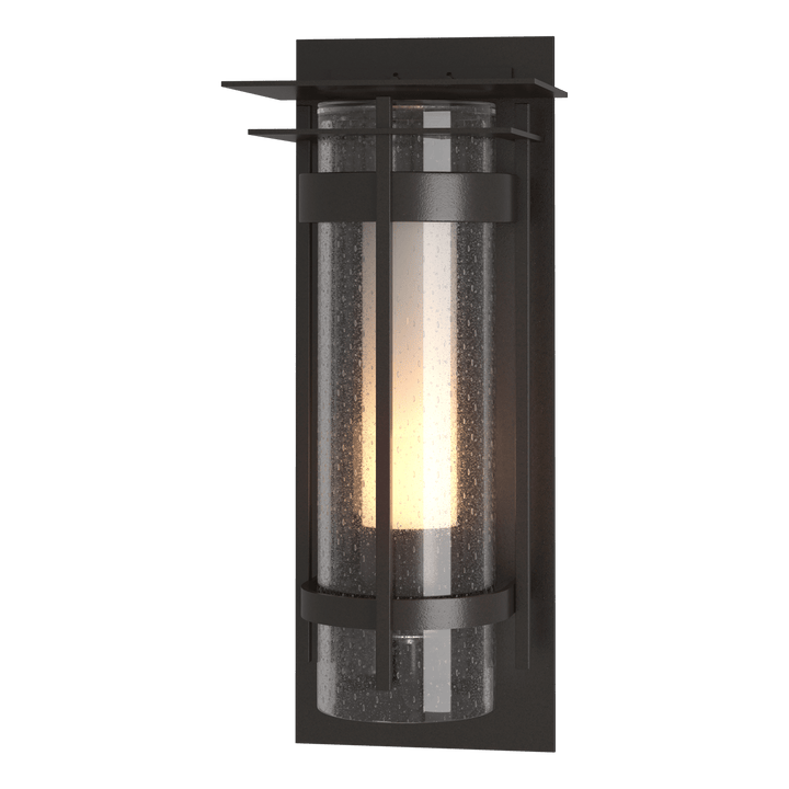 Hubbardton Forge Torch XL Outdoor Sconce with Top Plate Outdoor Wall Lights Hubbardton Forge Coastal Oil Rubbed Bronze Seeded Glass with Opal Diffuser (ZS) 