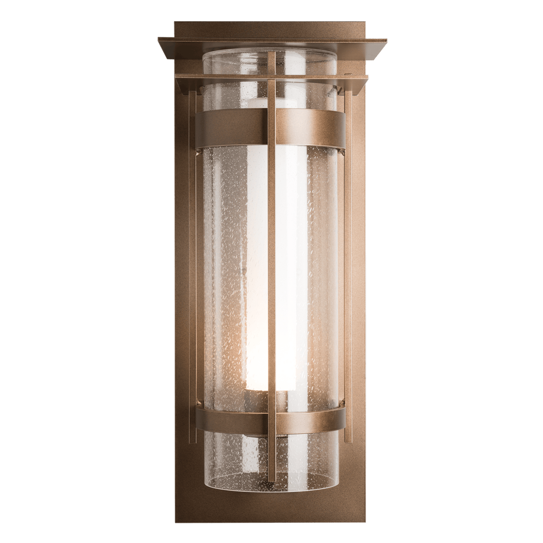 Hubbardton Forge Torch XL Outdoor Sconce with Top Plate Outdoor Wall Lights Hubbardton Forge Coastal Bronze Seeded Glass with Opal Diffuser (ZS) 