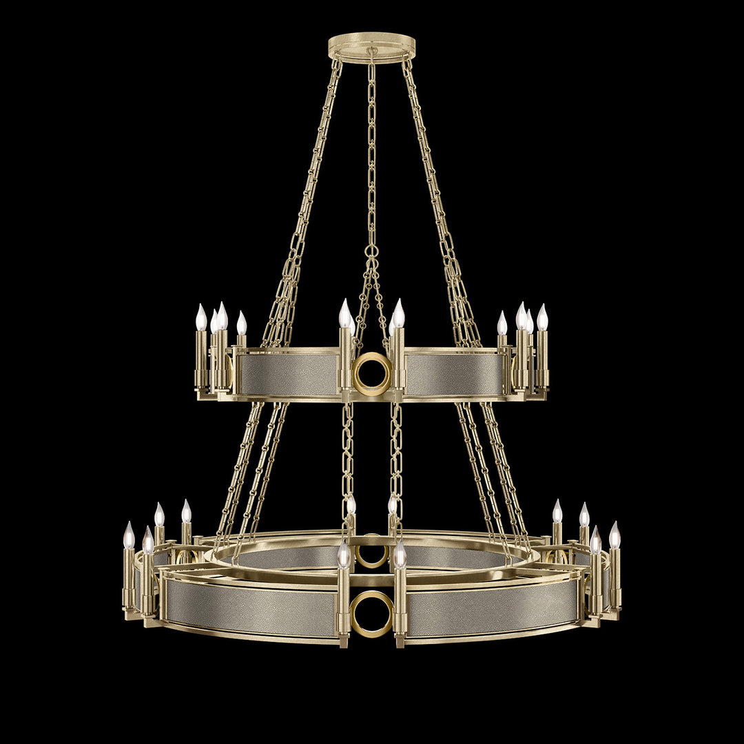Fine Art Handcrafted Lighting Mirage 50"W Round Chandelier in Standard Soft Gold Leaf, Brass, Coco (100036-512)