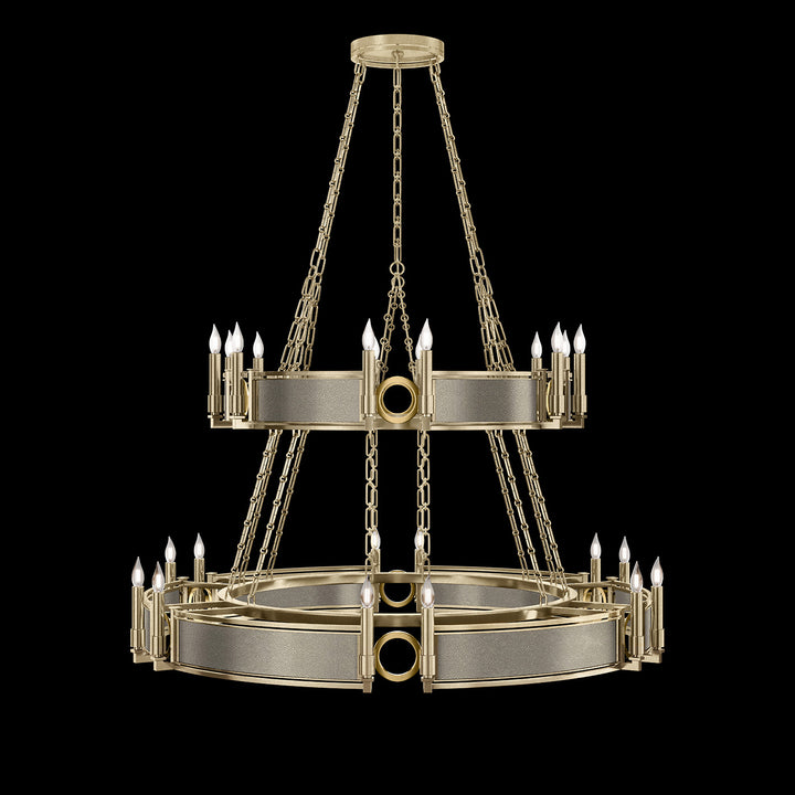 Fine Art Handcrafted Lighting Mirage 50"W Round Chandelier in Standard Soft Gold Leaf, Brass, Coco (100036-512)