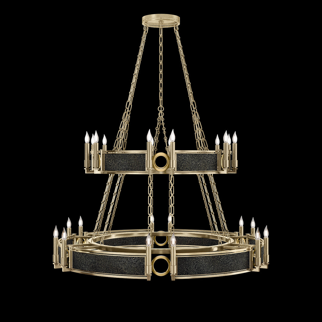 Fine Art Handcrafted Lighting Mirage 50"W Round Chandelier in Standard Soft Gold Leaf, Brass, Black Knight (100036-513)
