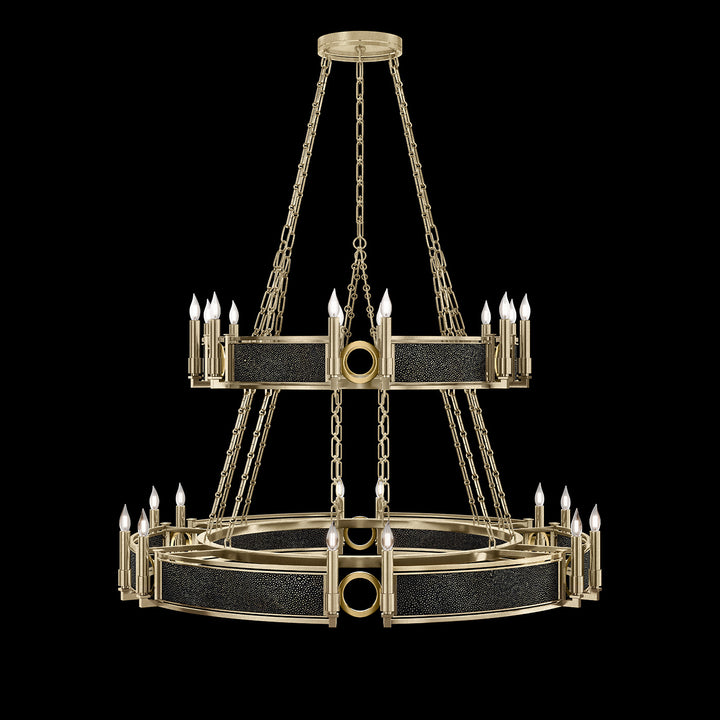 Fine Art Handcrafted Lighting Mirage 50"W Round Chandelier in Standard Soft Gold Leaf, Brass, Black Knight (100036-513)
