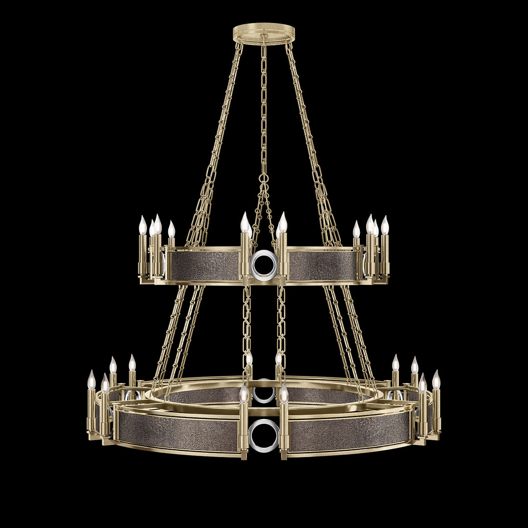 Fine Art Handcrafted Lighting Mirage 50"W Round Chandelier in Standard Soft Gold Leaf, Nickel, Pebble (100036-521)