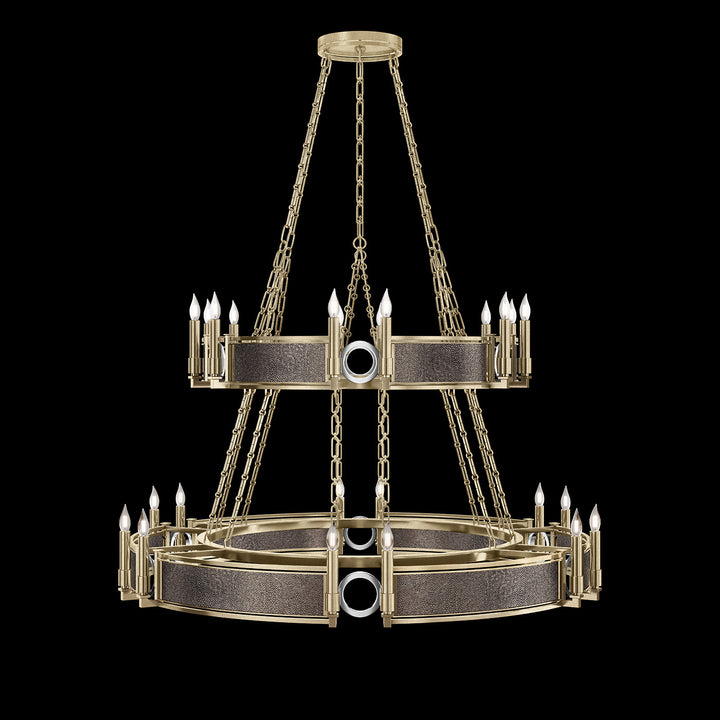 Fine Art Handcrafted Lighting Mirage 50"W Round Chandelier in Standard Soft Gold Leaf, Nickel, Pebble (100036-521)