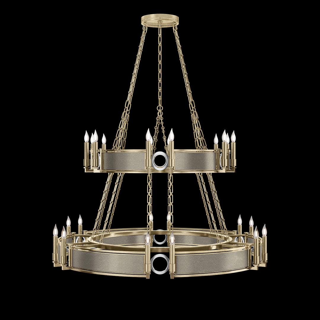 Fine Art Handcrafted Lighting Mirage 50"W Round Chandelier in Standard Soft Gold Leaf, Nickel, Coco (100036-522)