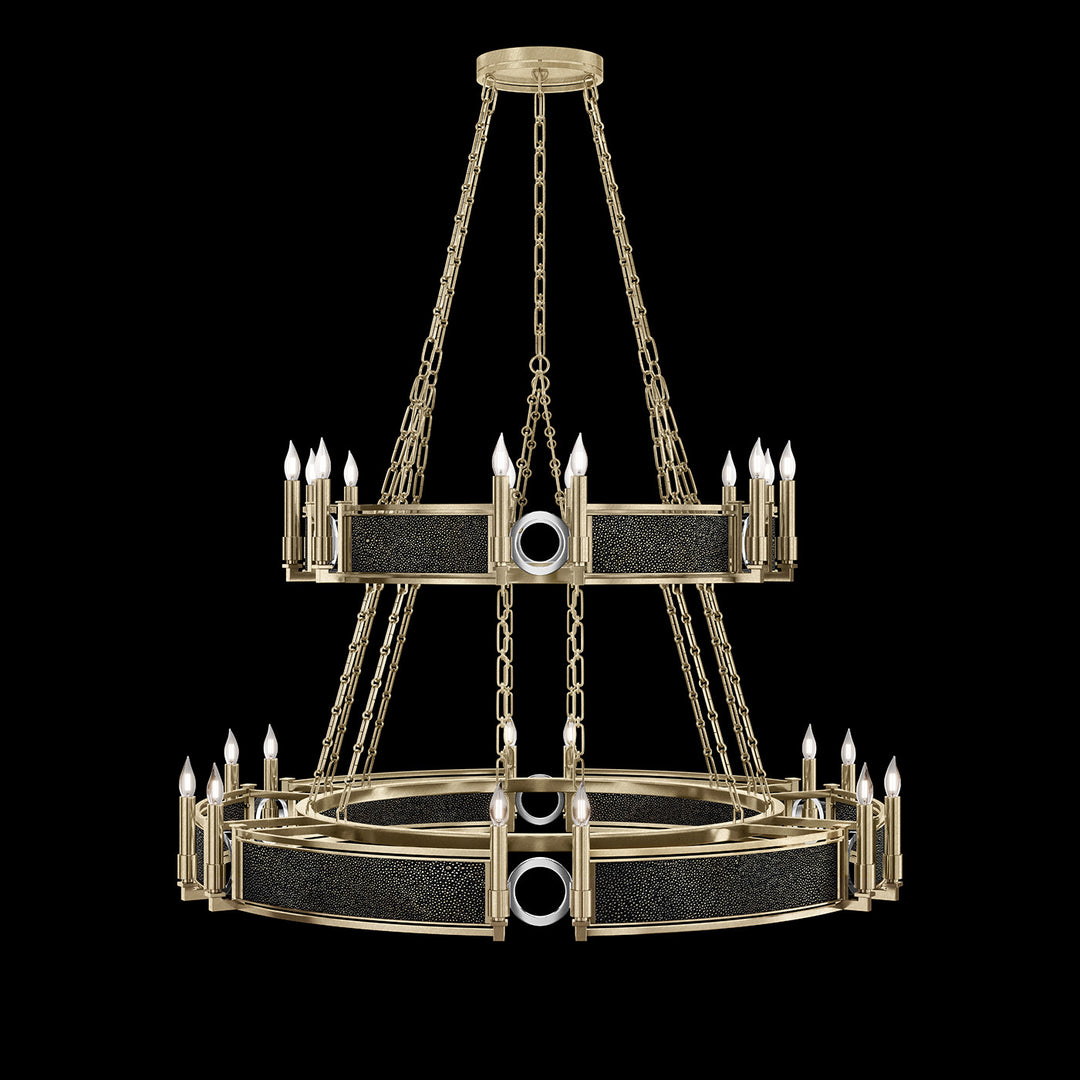 Fine Art Handcrafted Lighting Mirage 50"W Round Chandelier in Standard Soft Gold Leaf, Nickel, Black Knight (100036-523)
