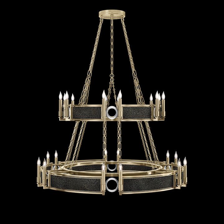 Fine Art Handcrafted Lighting Mirage 50"W Round Chandelier in Standard Soft Gold Leaf, Nickel, Black Knight (100036-523)