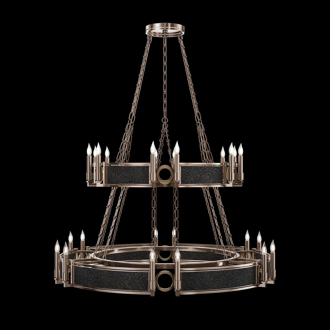 Fine Art Handcrafted Lighting Mirage 50"W Round Chandelier in Champagne, Brass, Black Knight (100036-613)