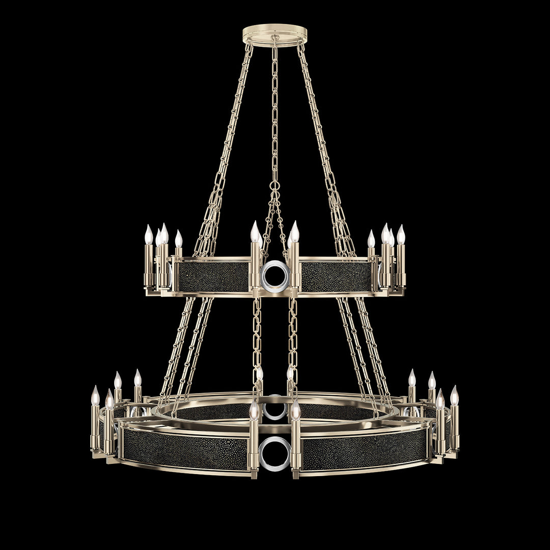 Fine Art Handcrafted Lighting Mirage 50"W Round Chandelier in Champagne, Nickel, Black Knight (100036-623)
