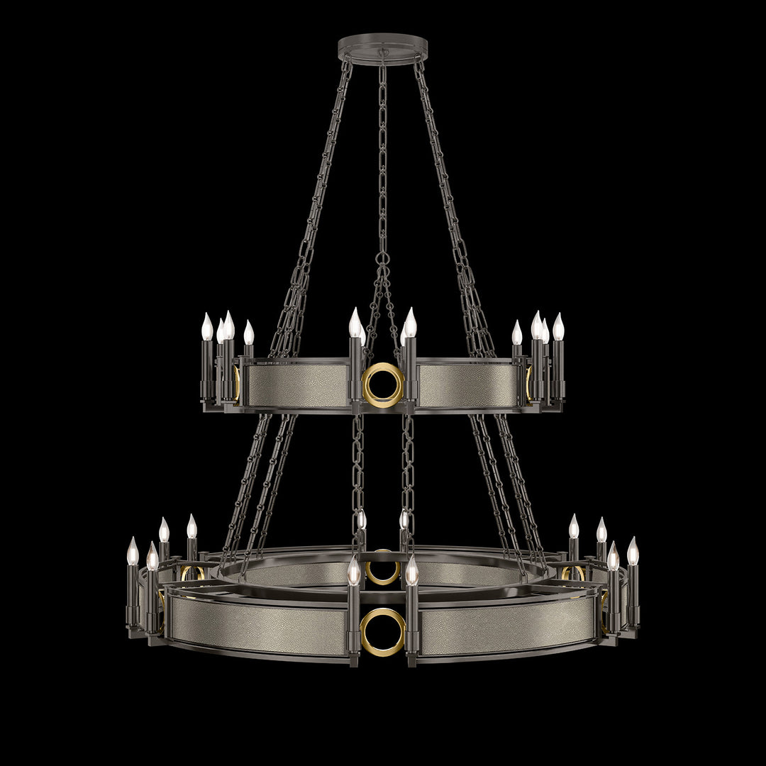 Fine Art Handcrafted Lighting Mirage 50"W Round Chandelier in Midnight Steel, Brass, Coco (100036-712)