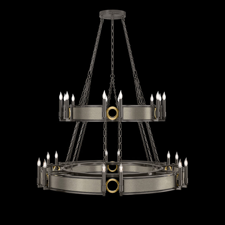 Fine Art Handcrafted Lighting Mirage 50"W Round Chandelier in Midnight Steel, Brass, Coco (100036-712)