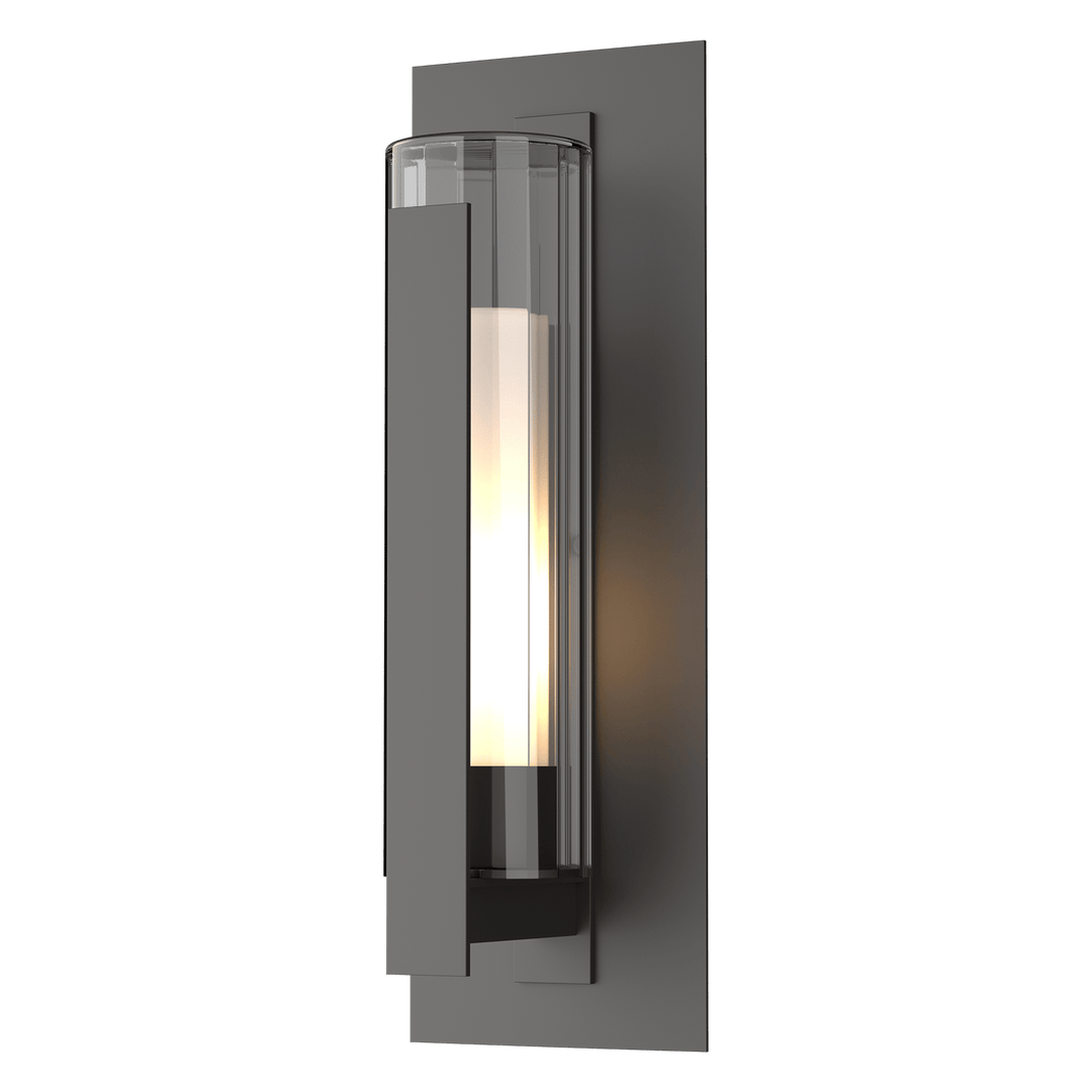 Hubbardton Forge Vertical Bar Fluted Glass Large Outdoor Sconce Outdoor Wall Lights Hubbardton Forge Coastal Oil Rubbed Bronze Clear Glass with Opal Diffuser (ZU) 