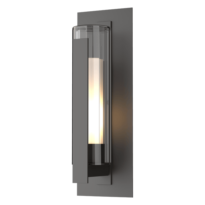 Hubbardton Forge Vertical Bar Fluted Glass Large Outdoor Sconce Outdoor Wall Lights Hubbardton Forge Coastal Oil Rubbed Bronze Clear Glass with Opal Diffuser (ZU) 