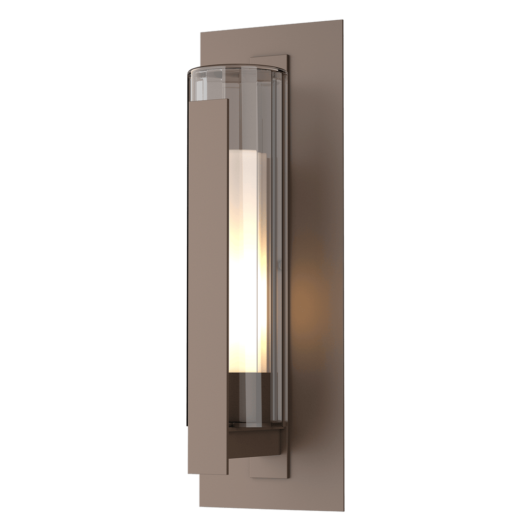 Hubbardton Forge Vertical Bar Fluted Glass Large Outdoor Sconce Outdoor Wall Lights Hubbardton Forge Coastal Bronze Clear Glass with Opal Diffuser (ZU) 