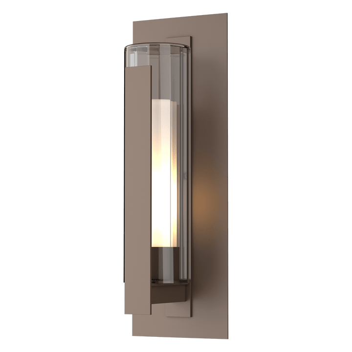 Hubbardton Forge Vertical Bar Fluted Glass Large Outdoor Sconce Outdoor Wall Lights Hubbardton Forge Coastal Bronze Clear Glass with Opal Diffuser (ZU) 