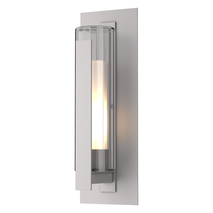 Hubbardton Forge Vertical Bar Fluted Glass Large Outdoor Sconce Outdoor Wall Lights Hubbardton Forge Coastal Burnished Steel Clear Glass with Opal Diffuser (ZU) 