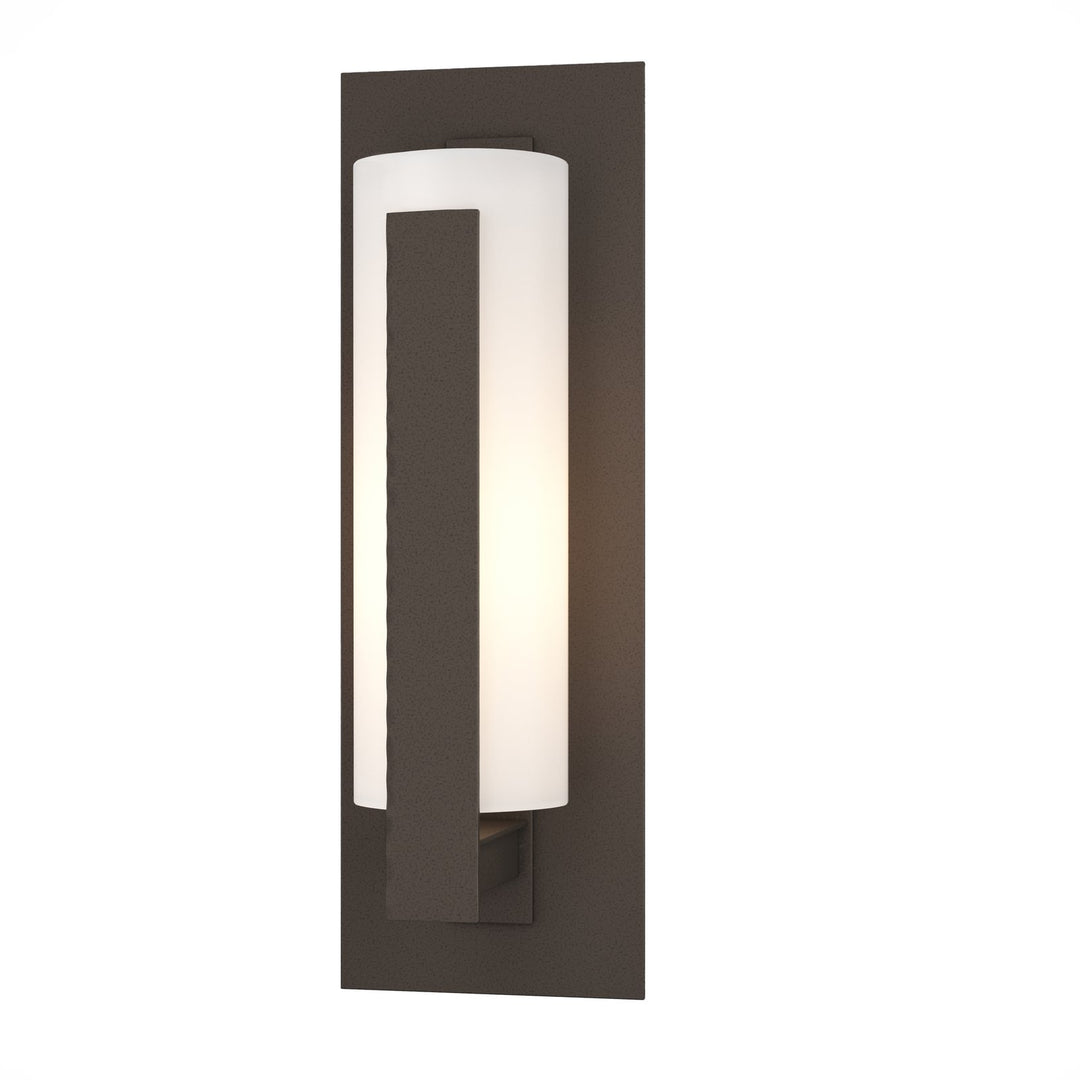 Hubbardton Forge Forged Vertical Bars Small Outdoor Sconce Outdoor Wall Lights Hubbardton Forge Coastal Dark Smoke Opal Glass (GG)