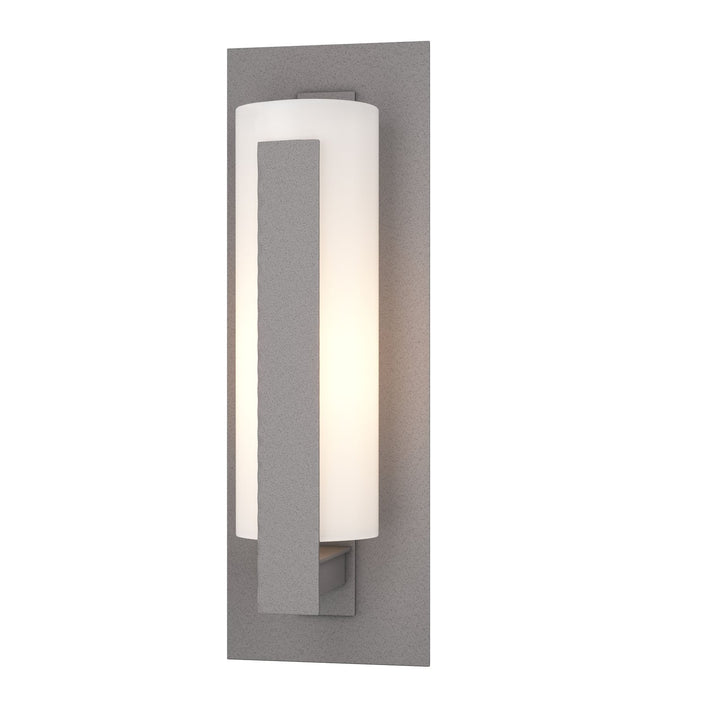 Hubbardton Forge Forged Vertical Bars Small Outdoor Sconce Outdoor Wall Lights Hubbardton Forge Coastal Burnished Steel Opal Glass (GG)