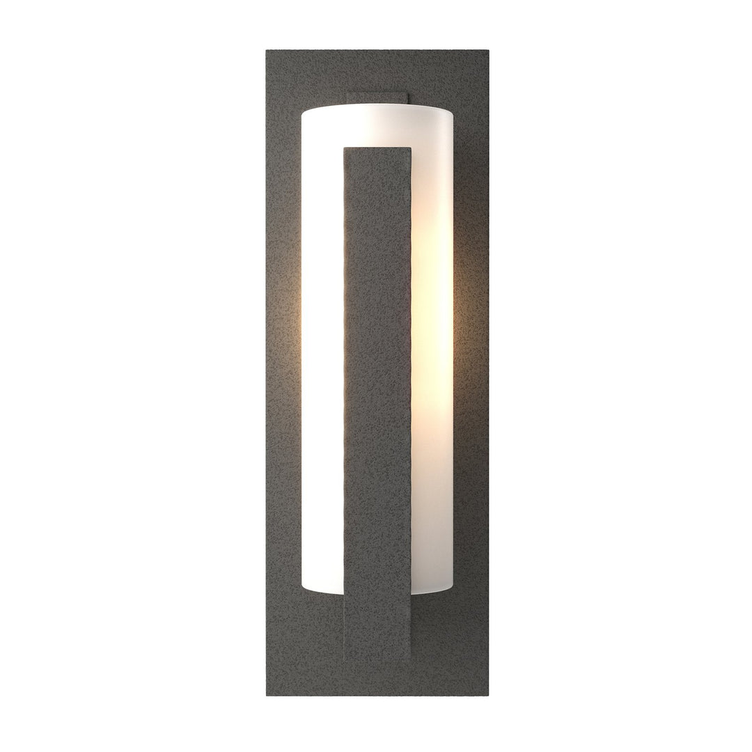 Hubbardton Forge Forged Vertical Bars Outdoor Sconce Outdoor Wall Lights Hubbardton Forge Coastal Natural Iron Opal Glass (GG) 