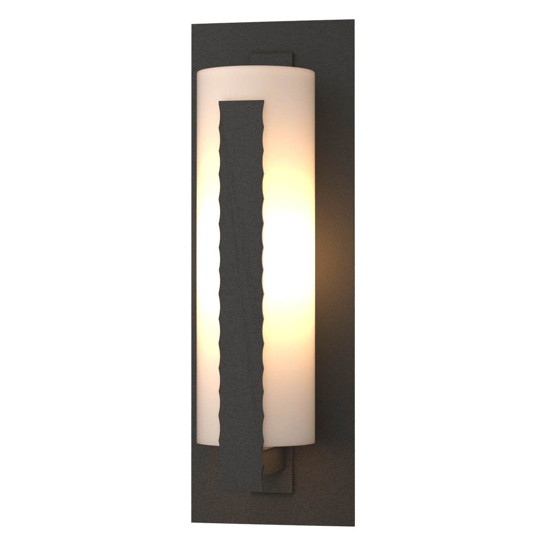 Hubbardton Forge Forged Vertical Bars Large Outdoor Sconce Outdoor Wall Lights Hubbardton Forge Coastal Natural Iron Opal Glass (GG) 