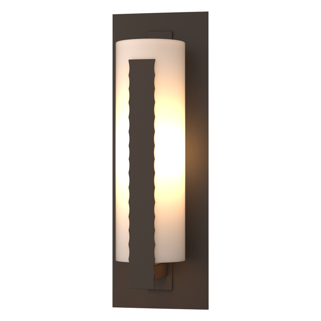 Hubbardton Forge Forged Vertical Bars Large Outdoor Sconce Outdoor Wall Lights Hubbardton Forge Coastal Bronze Opal Glass (GG) 