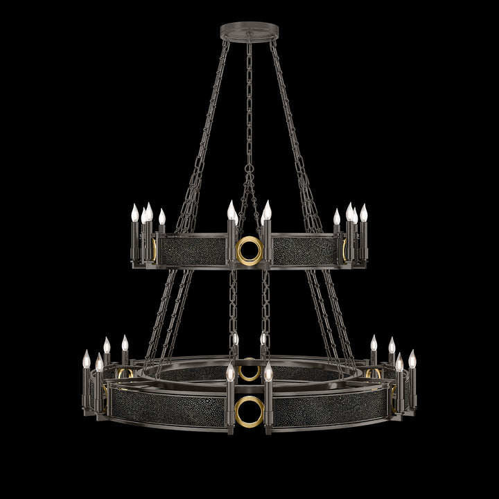 Fine Art Handcrafted Lighting Mirage 50"W Round Chandelier in Midnight Steel, Brass, Black Knight (100036-713)